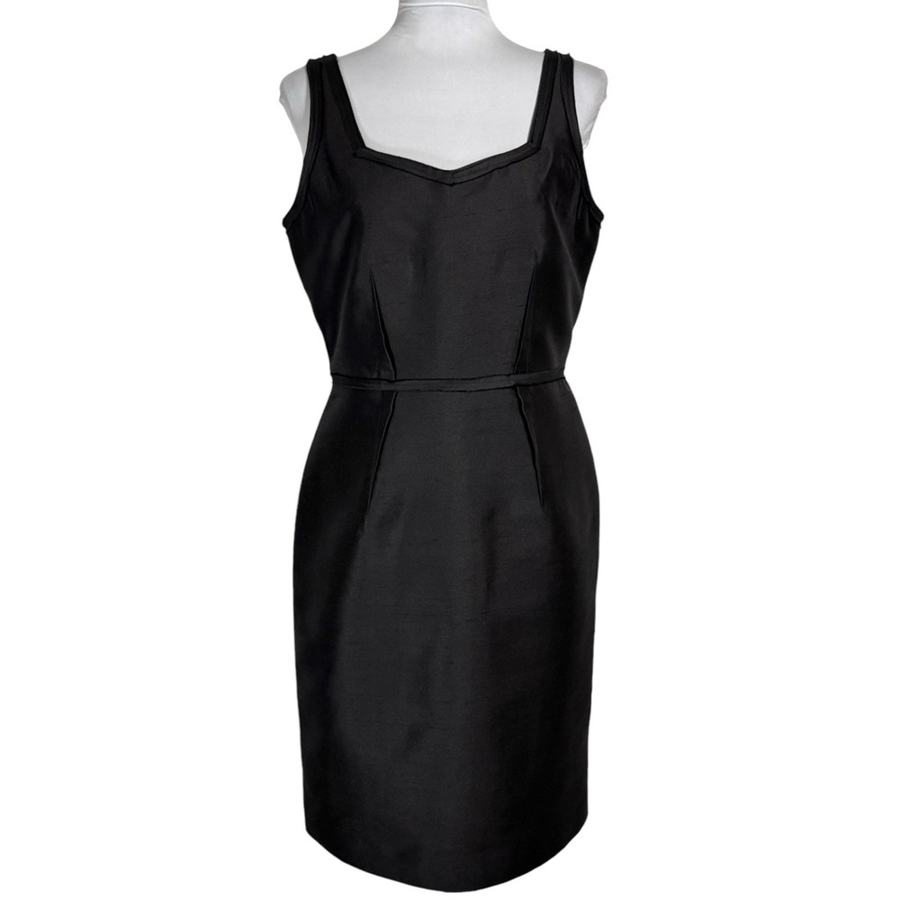 NWT Talbots Wool Silk Sheath Dress Size 10‎ P Black Tie Shantung Satin Luxury
